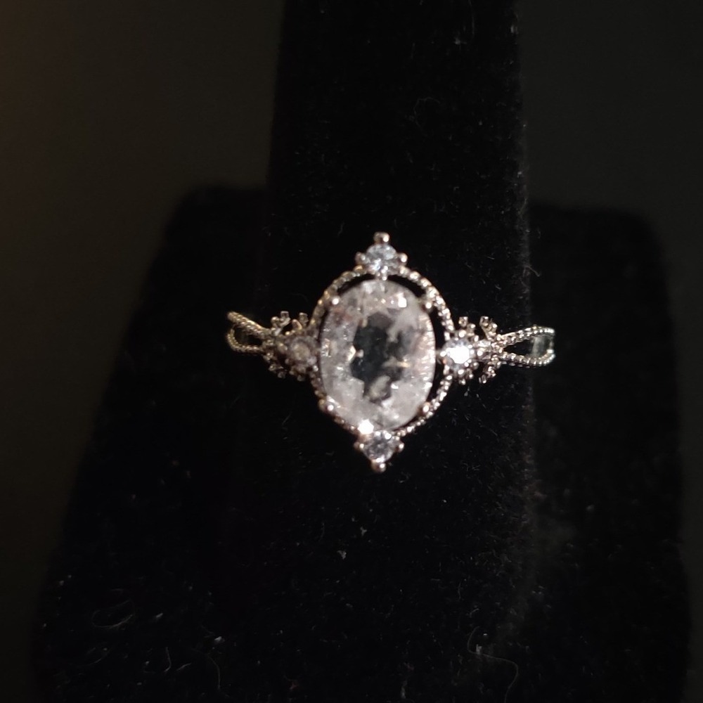 PureMoiss Oval Cut Moissanite Ring Silver Tone Vintage Style Adjustable Band